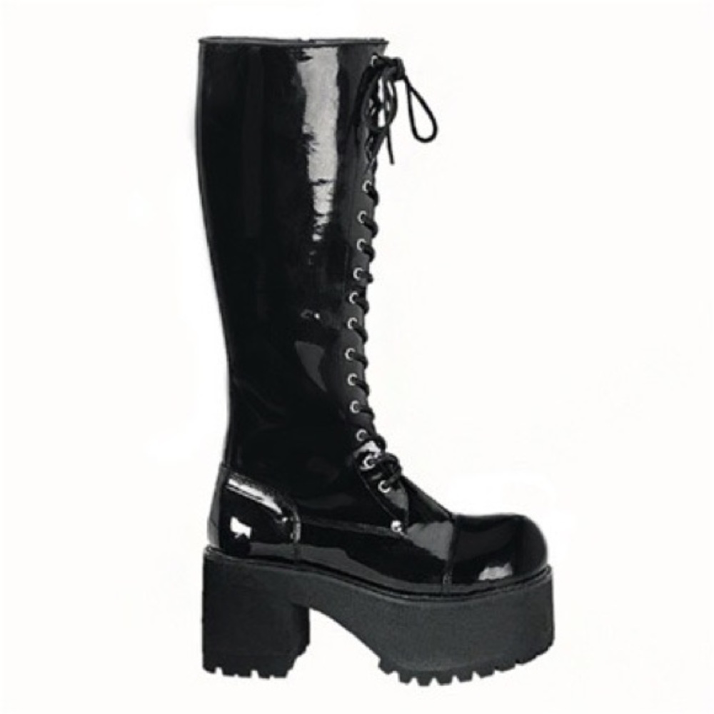 Sinister Demonia Ranger lace up boots patent leather size 8